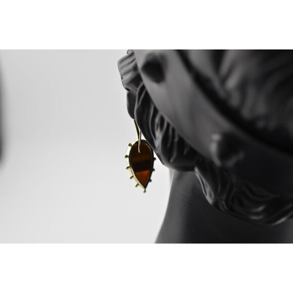 Rachel Reinhardt Tigers Eye Bezel Earrings - Picture 3 of 3